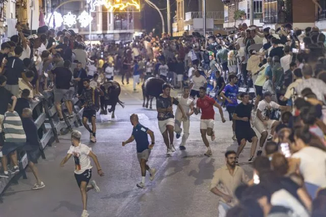 Encierro nocturno con novillos de Barcial por la Gran Vía de Blanca durante las Fiestas Patronales de 2026