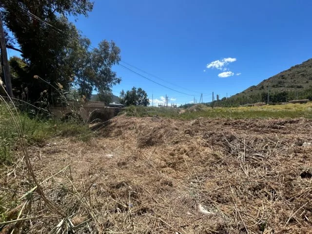 Trabajos de desbroce y limpieza en la rambla junto al Polígono Industrial San Roque de Blanca